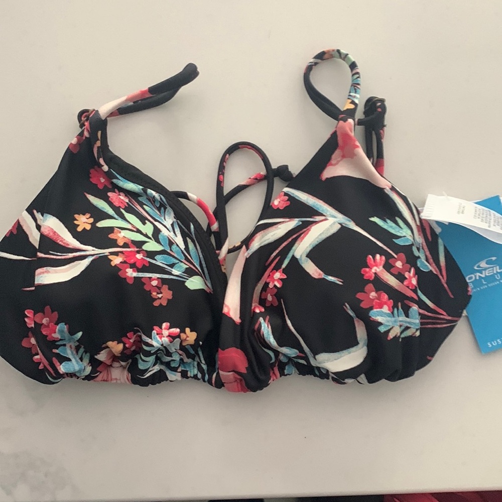 Oneill bikini top black with multicolor design